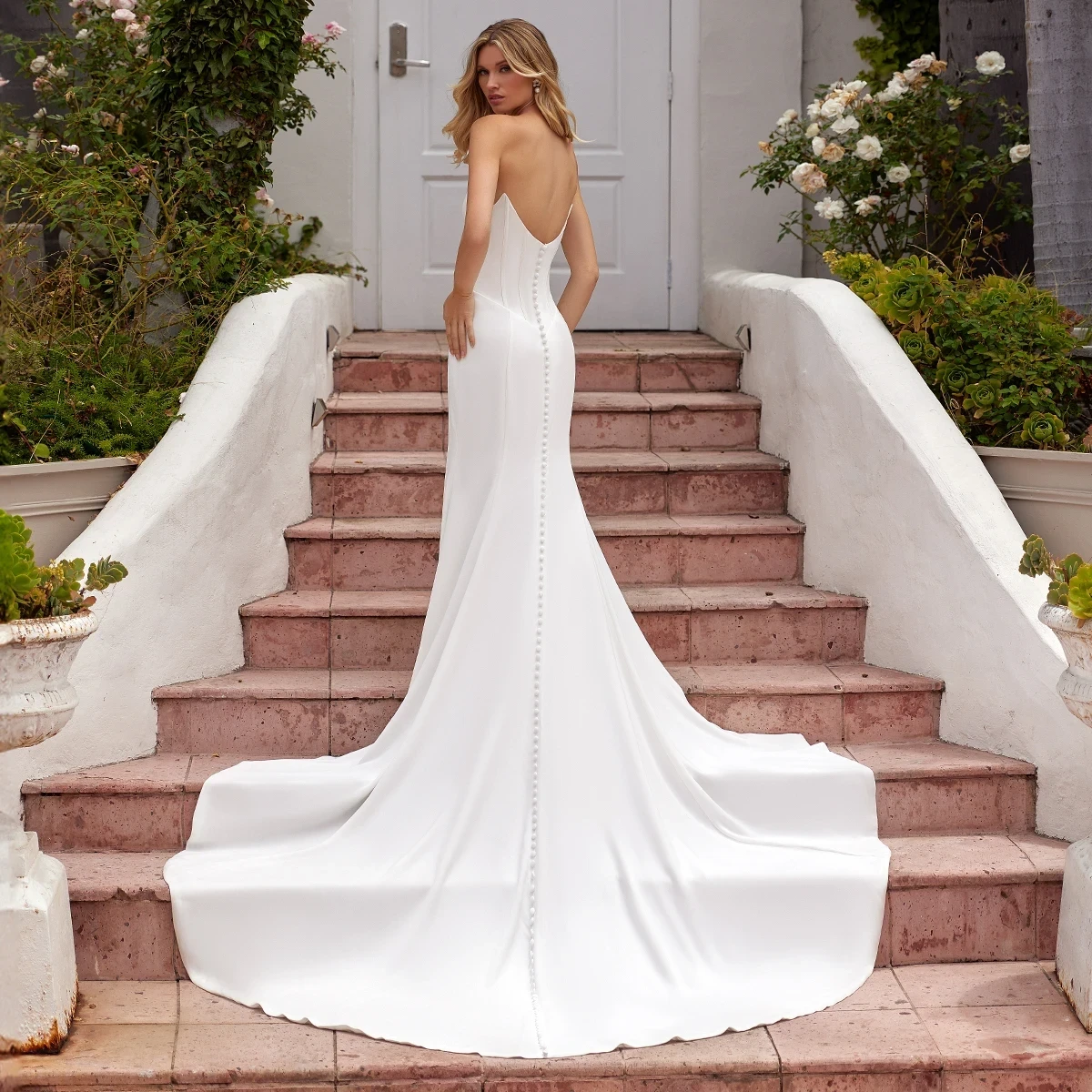 Model wearing a wedding dress
