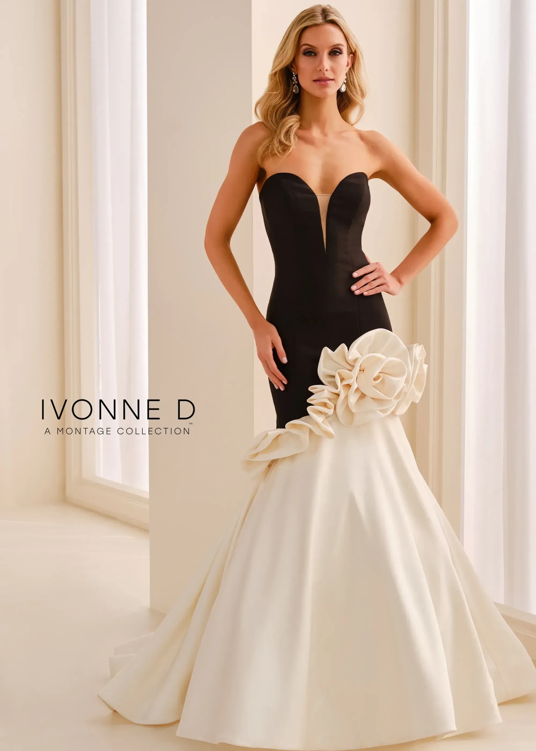 Model wearing an Mothers gown