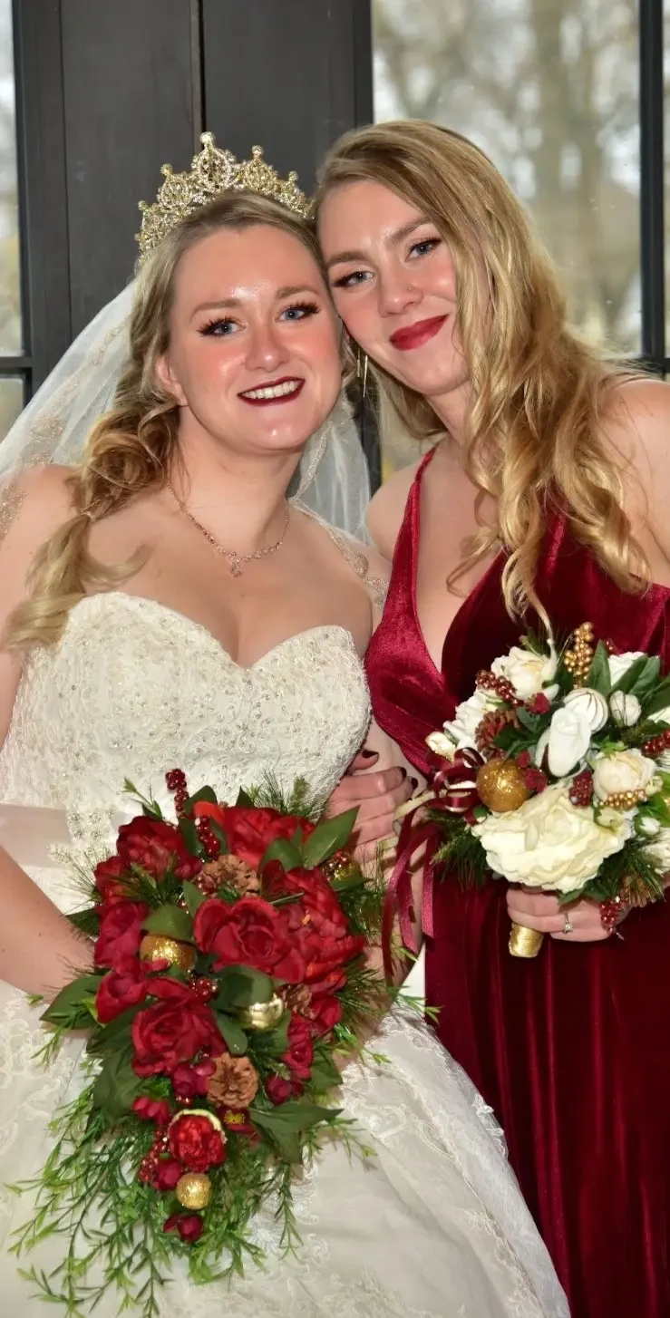 real bride and bridesmaid