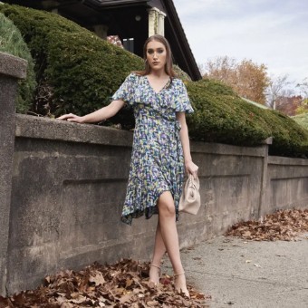 Cenia Ruffled Capelet Godetted Wrap Dress CN7279 #0 default thumbnail