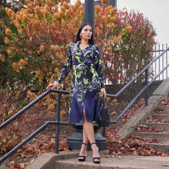 Cenia Asymmetric Flared Collar A-line Midi CN7415 #0 default thumbnail