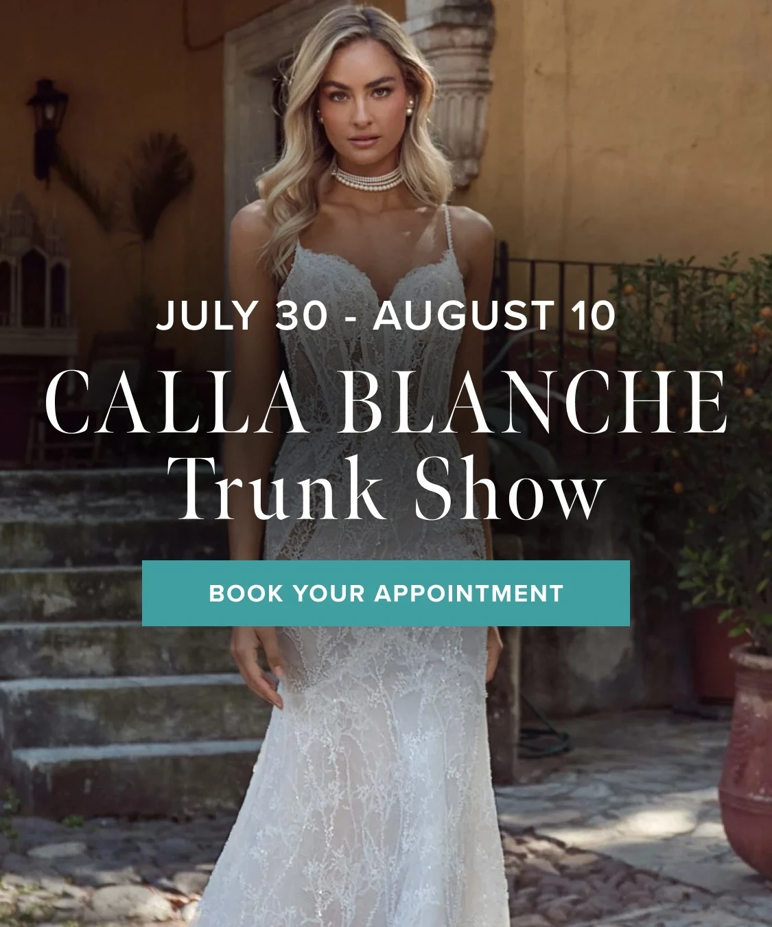 a model wearing calla blanche Khelani, mobile banner