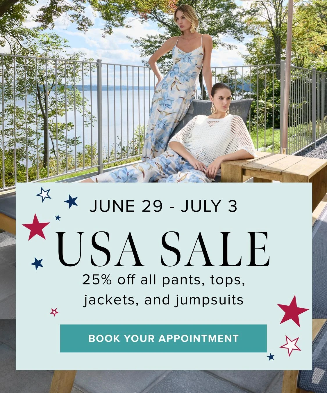 models wearing daywear clothes, USA sale mobile banner