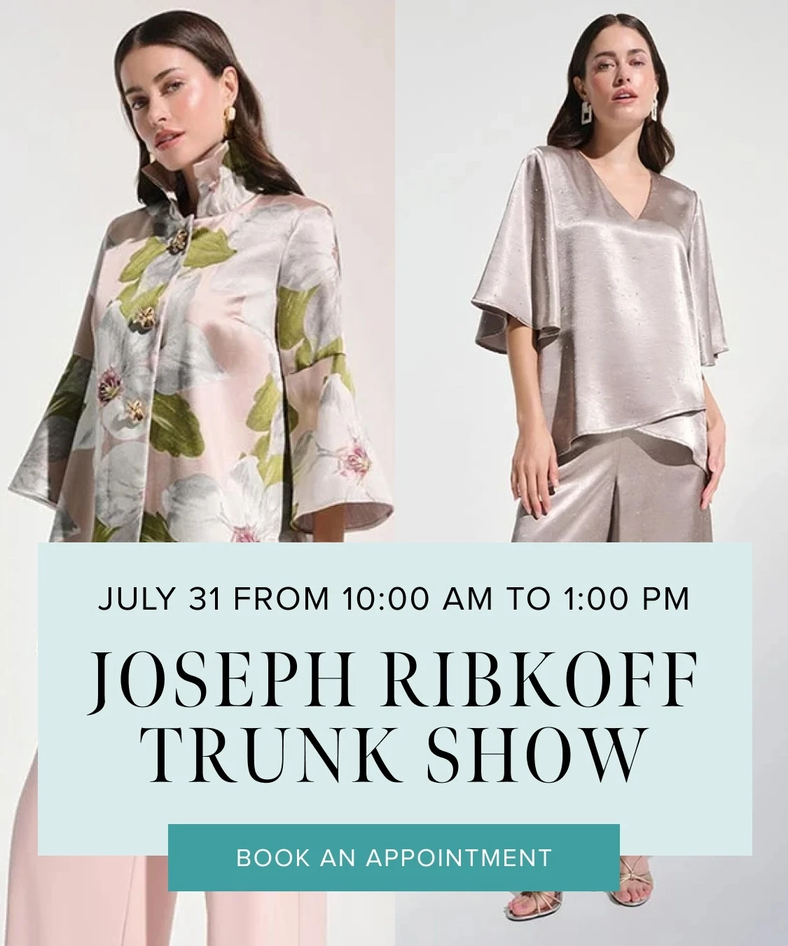 Models wearing Joseph Ribkoff dresses, Trunk Show mobile banner