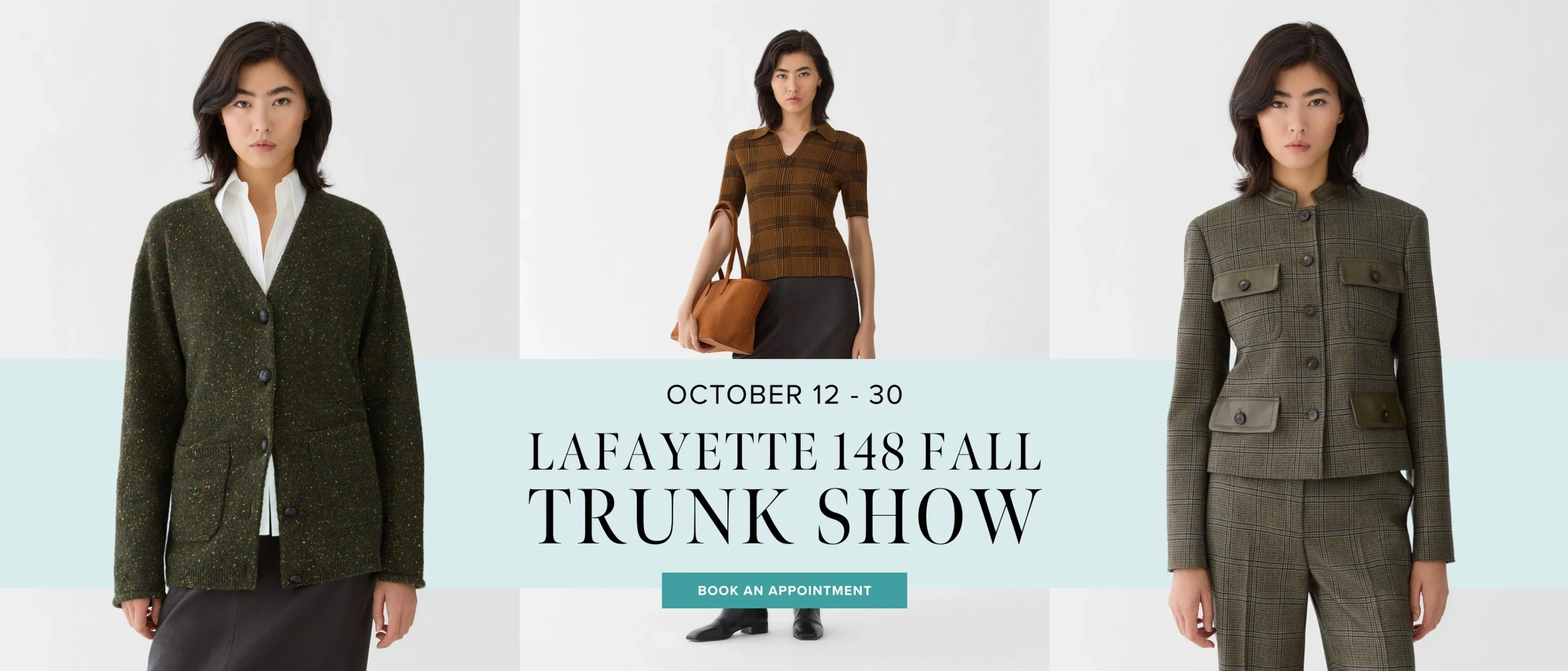 Models wearing Lafayette 148 clothes, Lafayette 148 Fall desktop banner